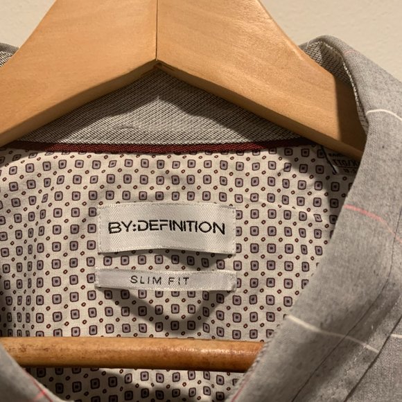 Mens XXL Gray Long Sleeve Patterned Button Down Shirt from By Definition - Picture 3 of 6